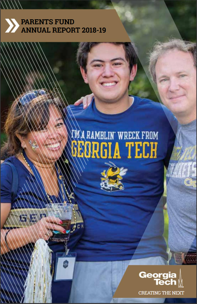 Cover of the report with a photo of a GT family: mother, son, father.