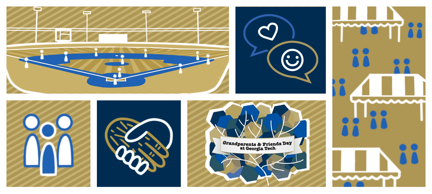 An image with different icons and drawings representing the activities of the event.